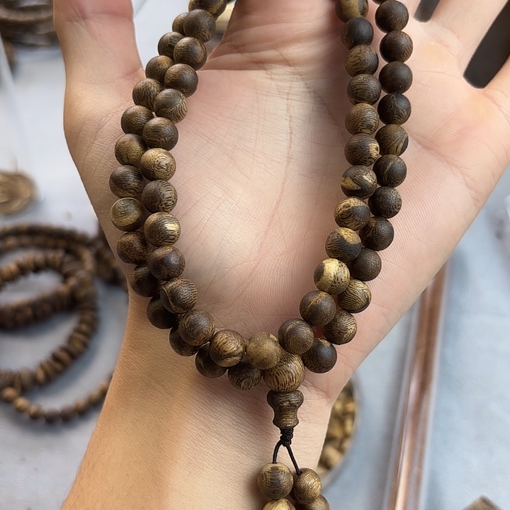 沉香碎屑沉香奇楠沉香08虎斑圆珠双圈多样性发一16g