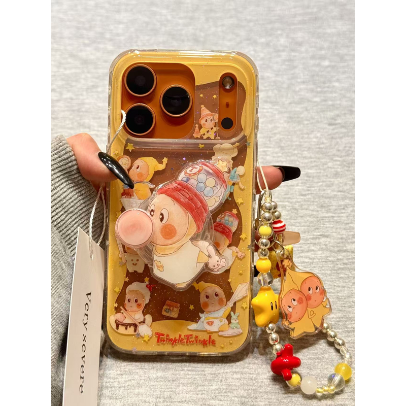 围边黄吹泡泡星星男孩支架链条适用苹果17promax手机壳16iphone15