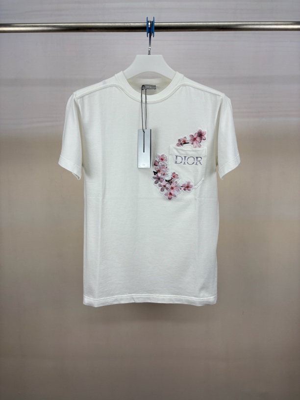未使用 DIOR/迪奥 樱花口袋短袖/XS码/M9074