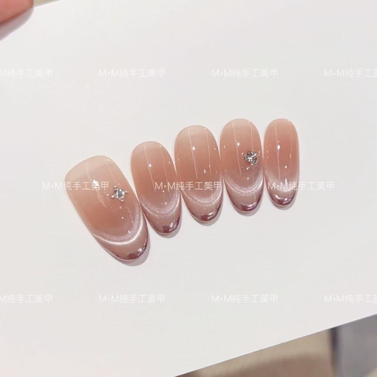 【紫  韵】新款手工高端穿戴甲显白紫色法式猫眼四季流行气质可拆卸