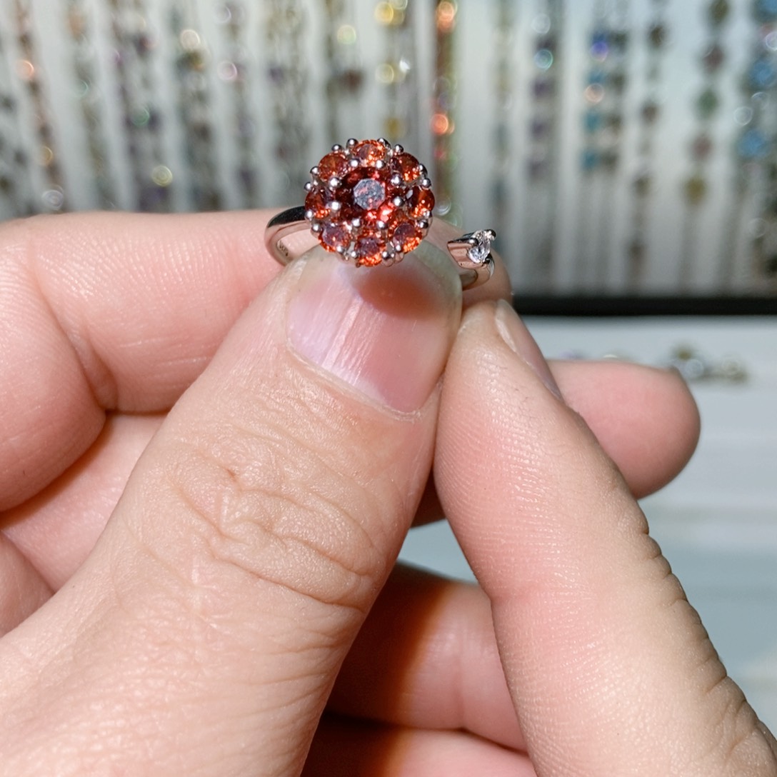 绿水晶戒指银S925镶嵌