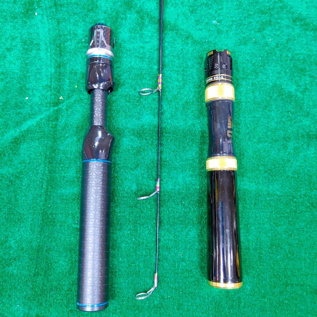 文兴蝶战黑檀  碳素直柄炫彩ML竿稍冰钓竿