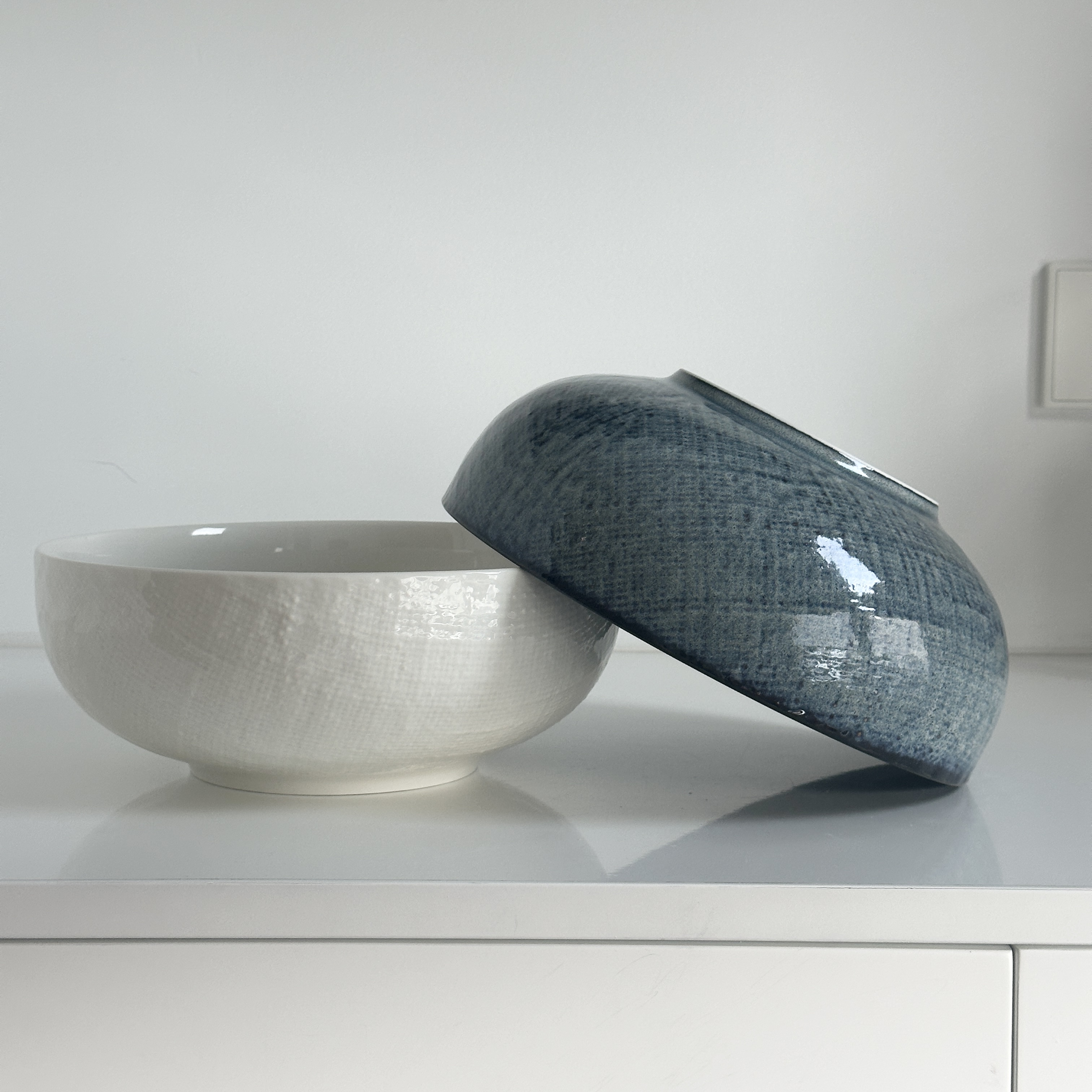 陆家黄昏麻布纹轻奢日式简约陶瓷餐具碗碟菜盘鱼盘大汤碗25cm