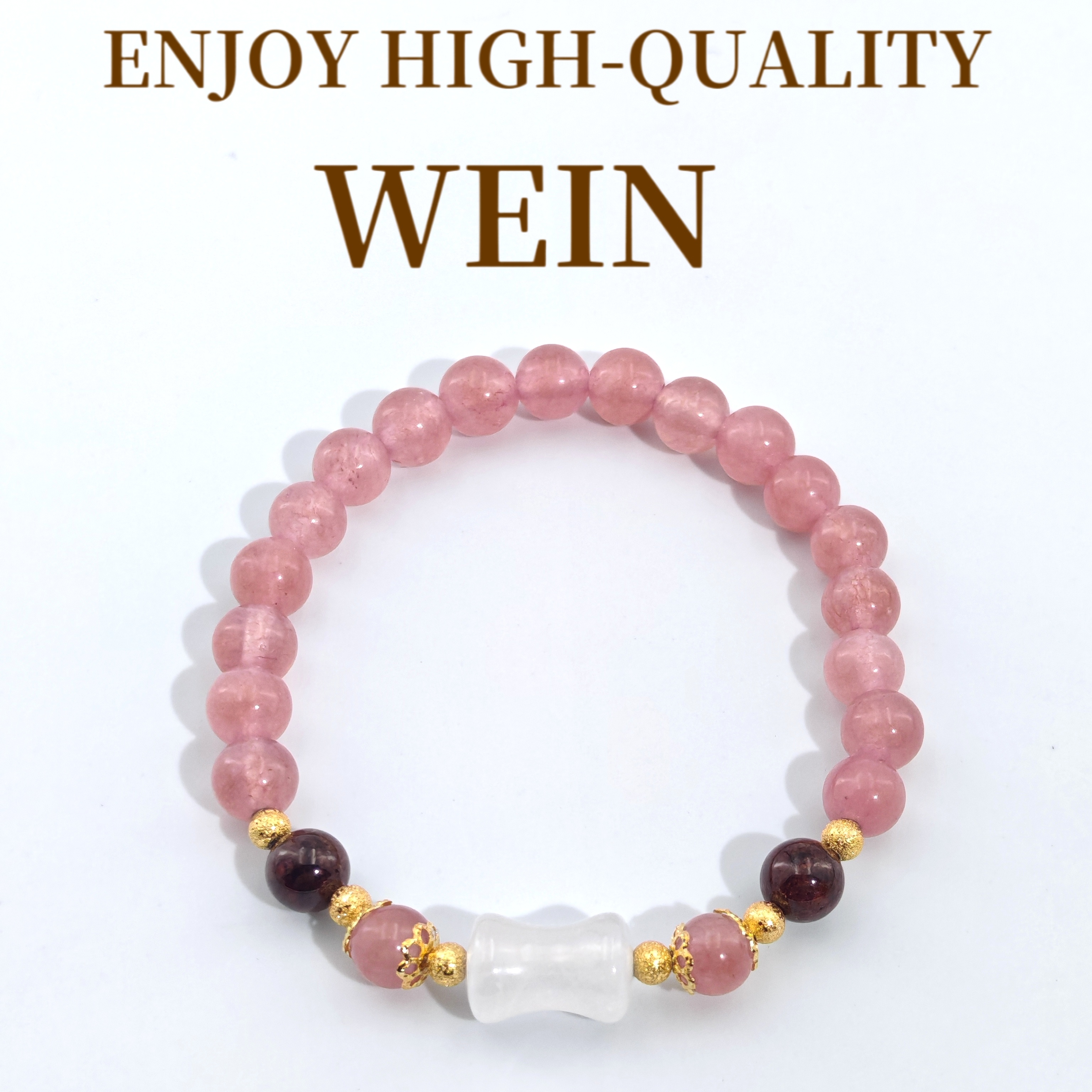 WEIN「草莓晶白水晶」轻奢时尚百搭女士单圈甜美精致优雅新奇特