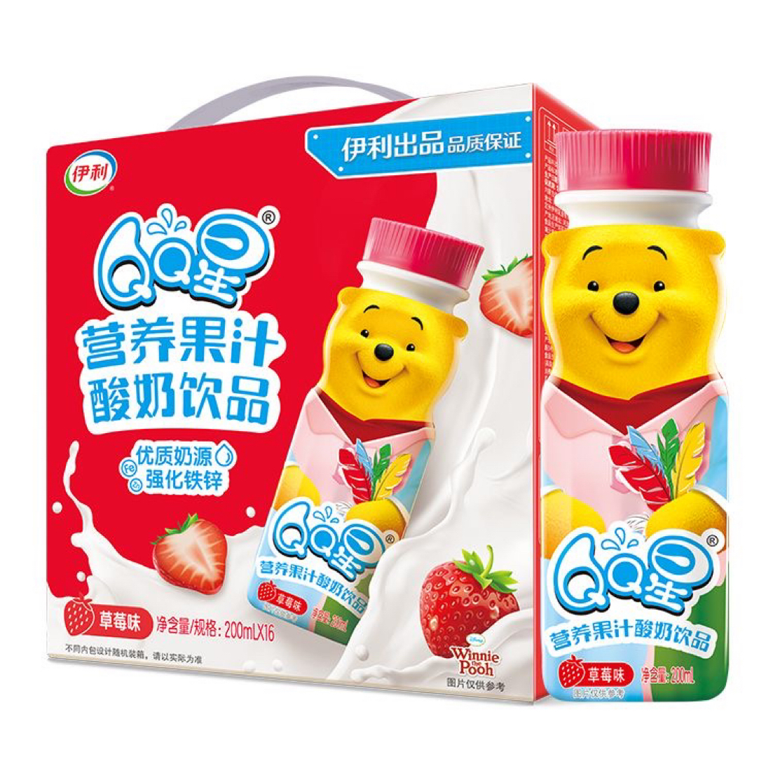 伊利QQ星营养果汁酸奶饮品200ml*16