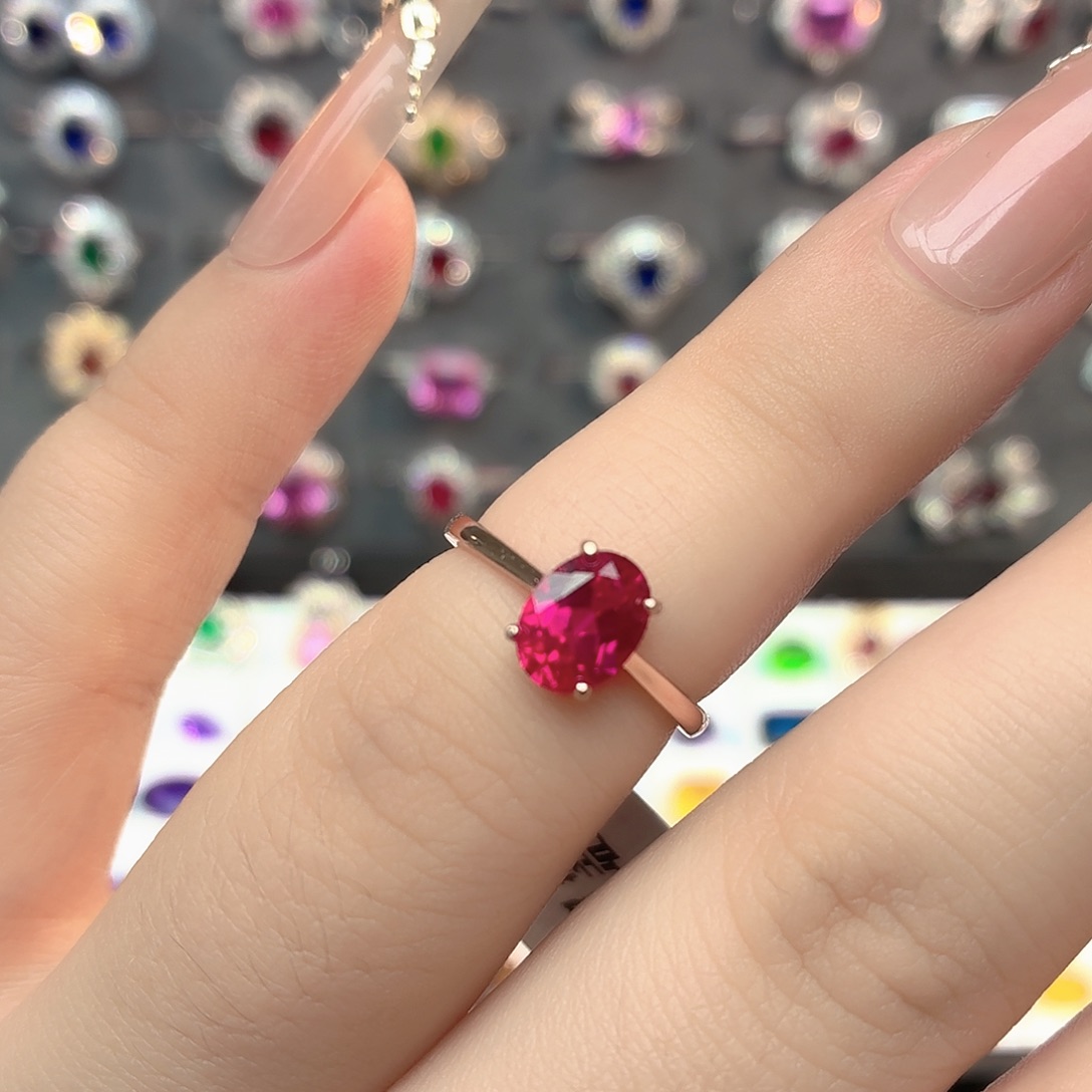 坠链均925银培育卢比莱色宝石