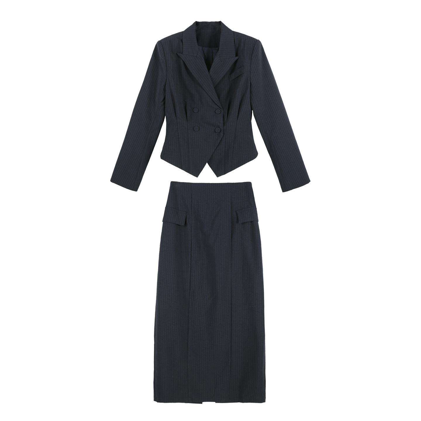 DENGDAHA「大哈」长袖开衫西装外套高腰半身裙商务套装HBZW800017