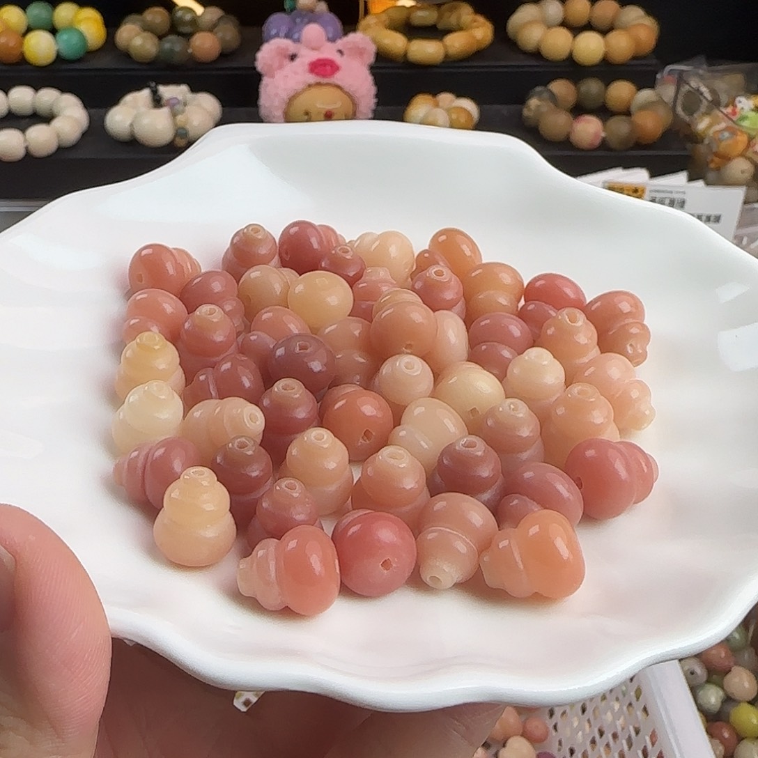 手串菩提根/象牙果瑕疵卡13.6粉葫芦40颗