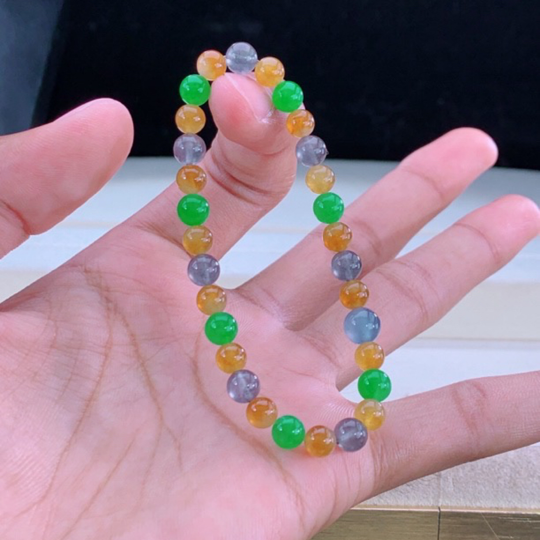 福禄寿禧財特色浓色系高品质缅甸纯天然翡翠A货多宝手串