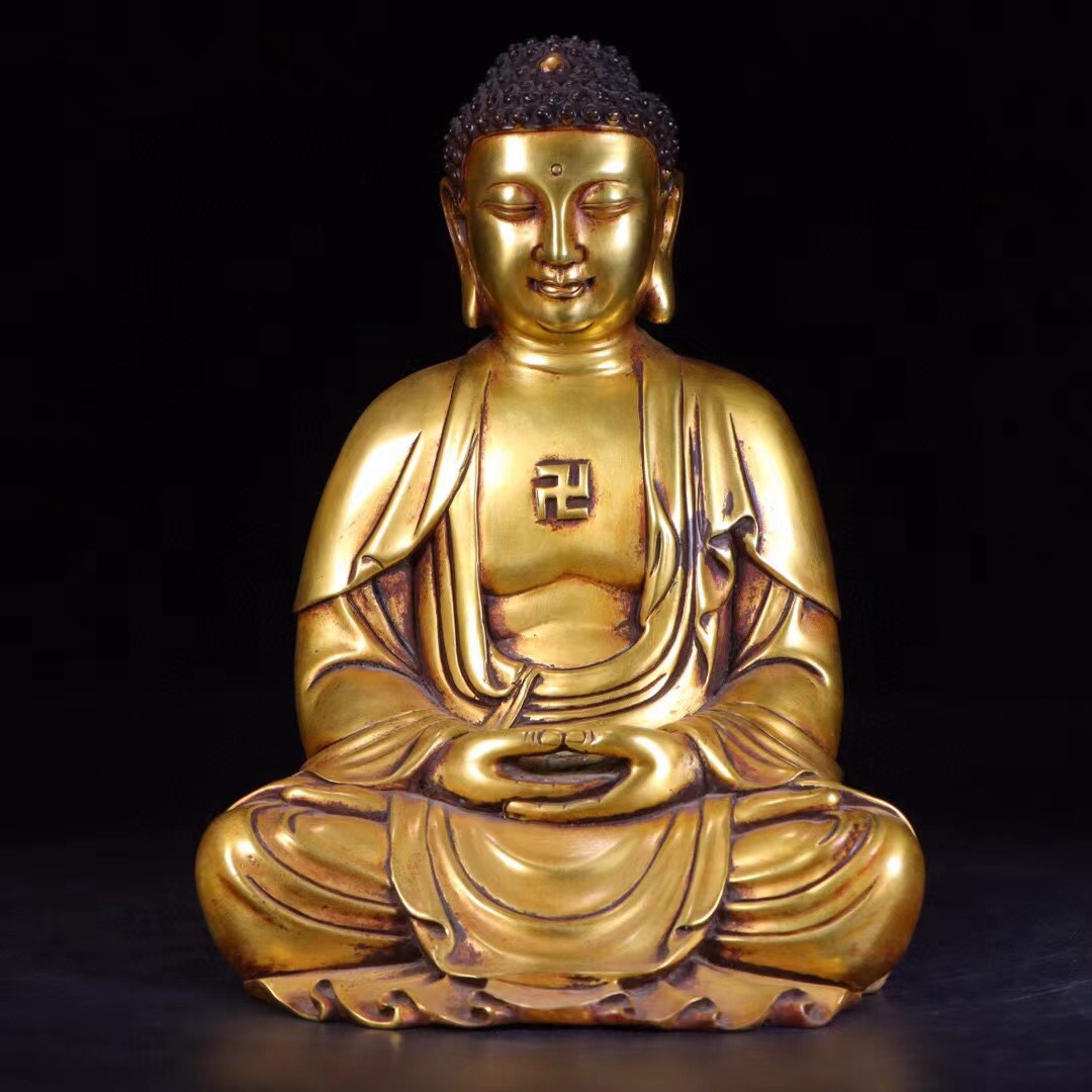 紫铜鎏金释迦摩尼佛坐像