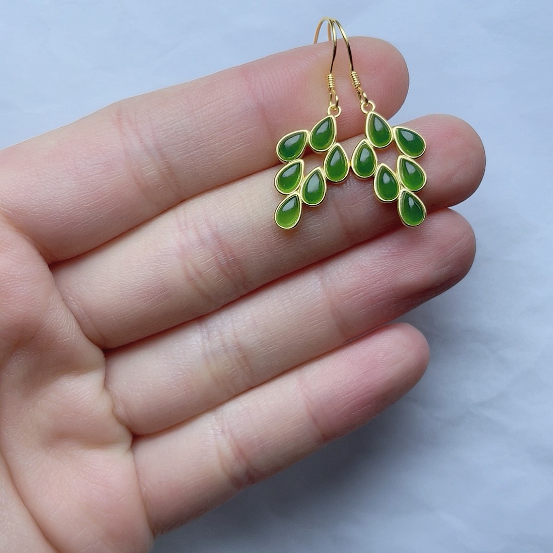 和田玉耳坠06银S925镶嵌