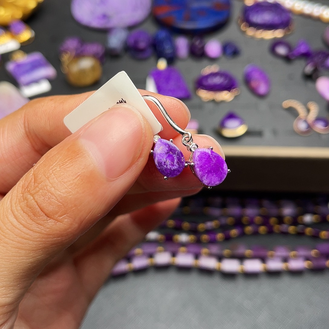 苏纪石（舒俱来）耳钩银S925镶嵌