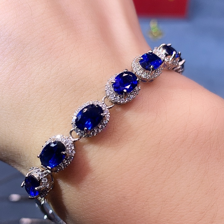 蓝宝石手链银S925镶嵌