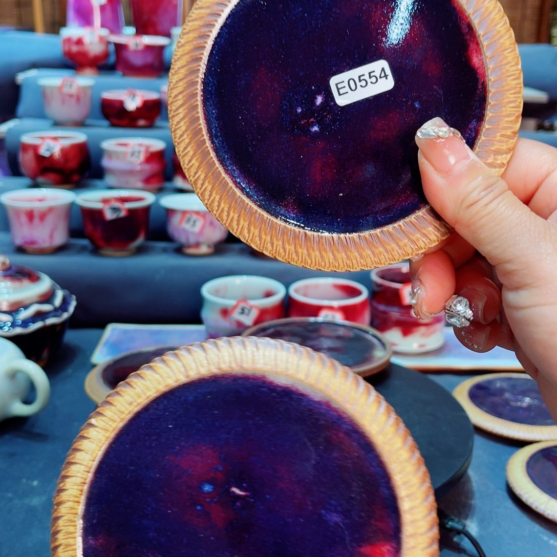 中***道瓷片微瑕钧瓷主人杯摆件工艺品