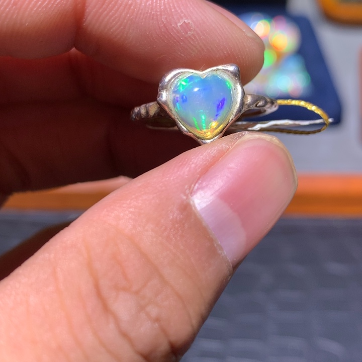 欧泊银S925镶嵌欧泊戒指