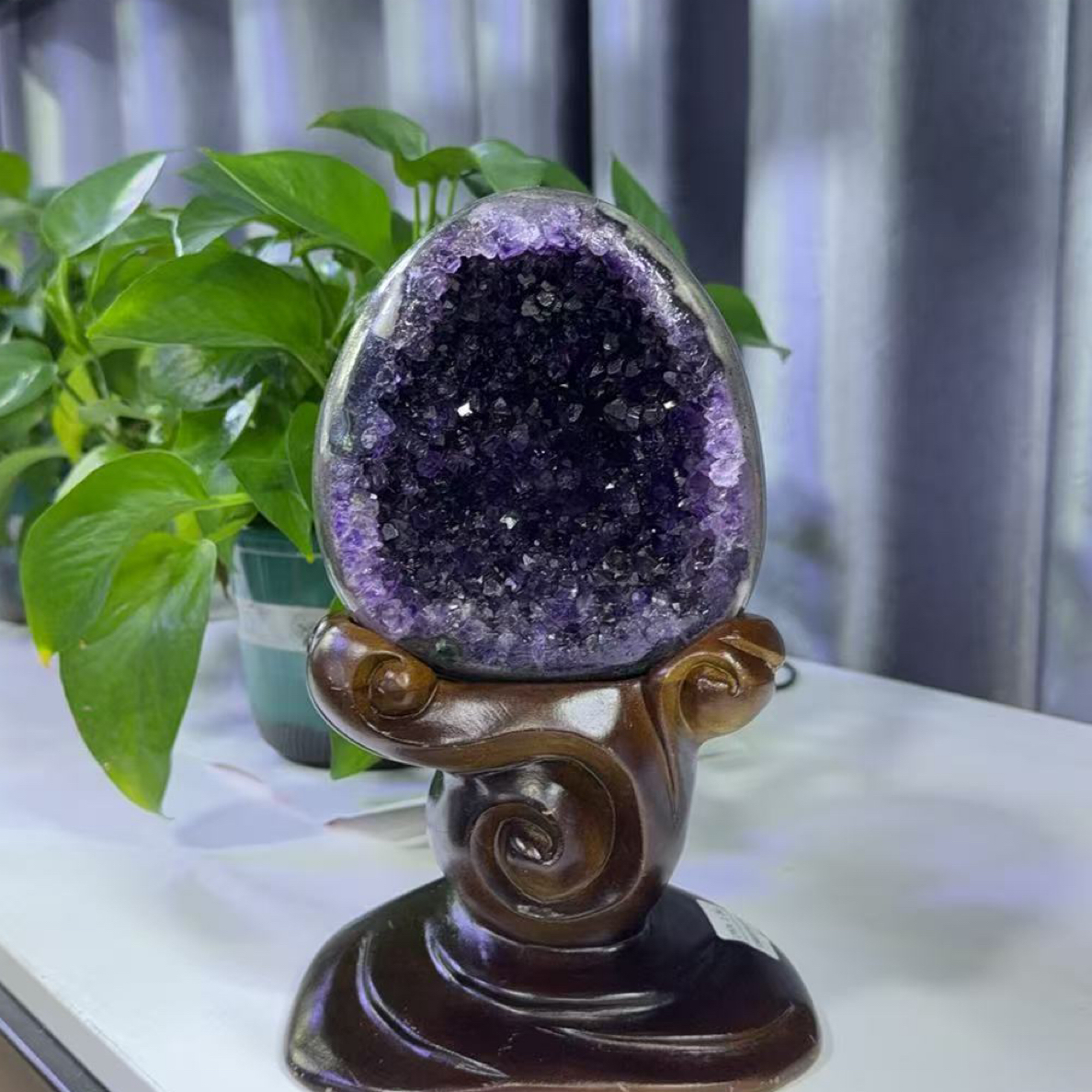 天然紫水晶恐龙蛋摆件