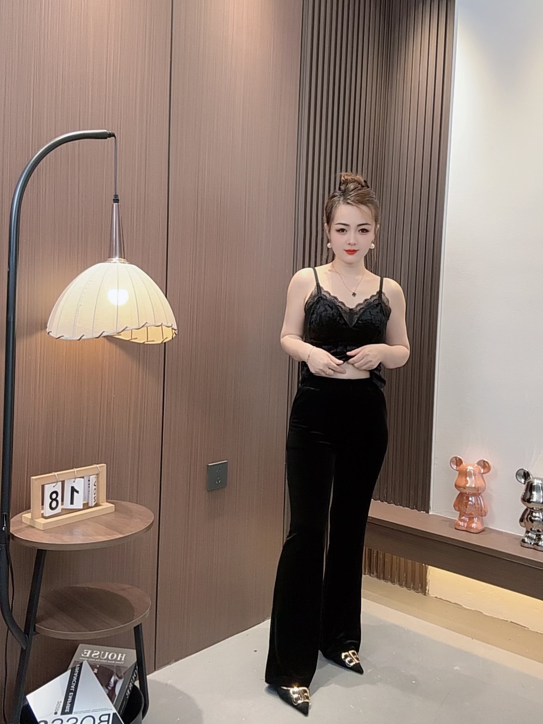 设计感蝴蝶成人青年微喇裤常规款显瘦秋季百搭厚款修身型2039