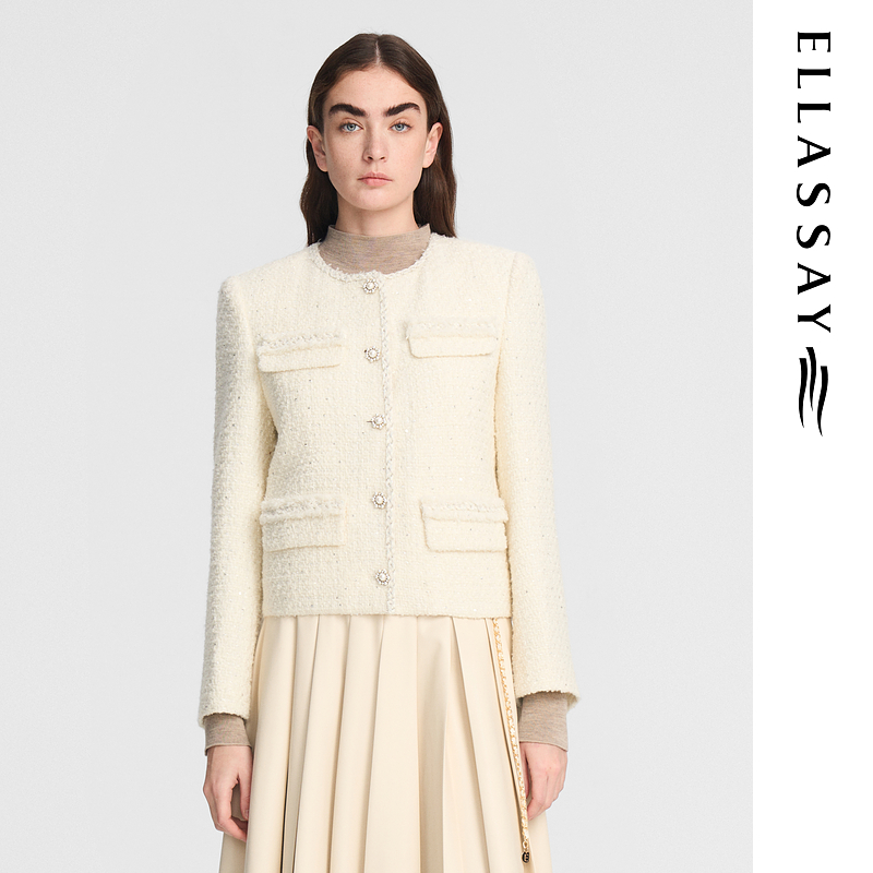ELLASSAY歌力思秋季新款鹅绒小香外套贵气优雅EWE353L03000