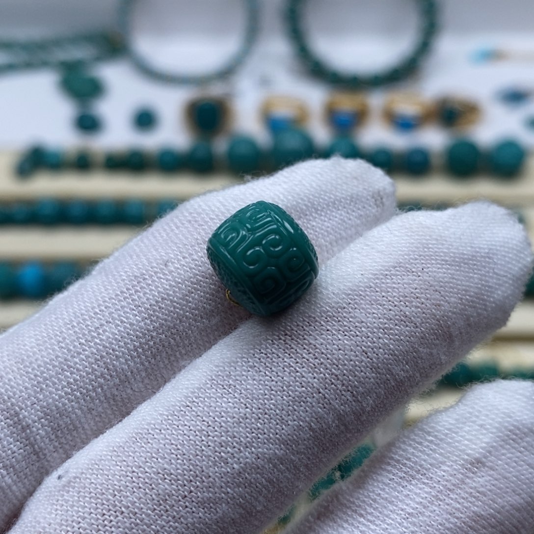 绿松石未镶嵌珠宝奇石回纹老型10.5mm