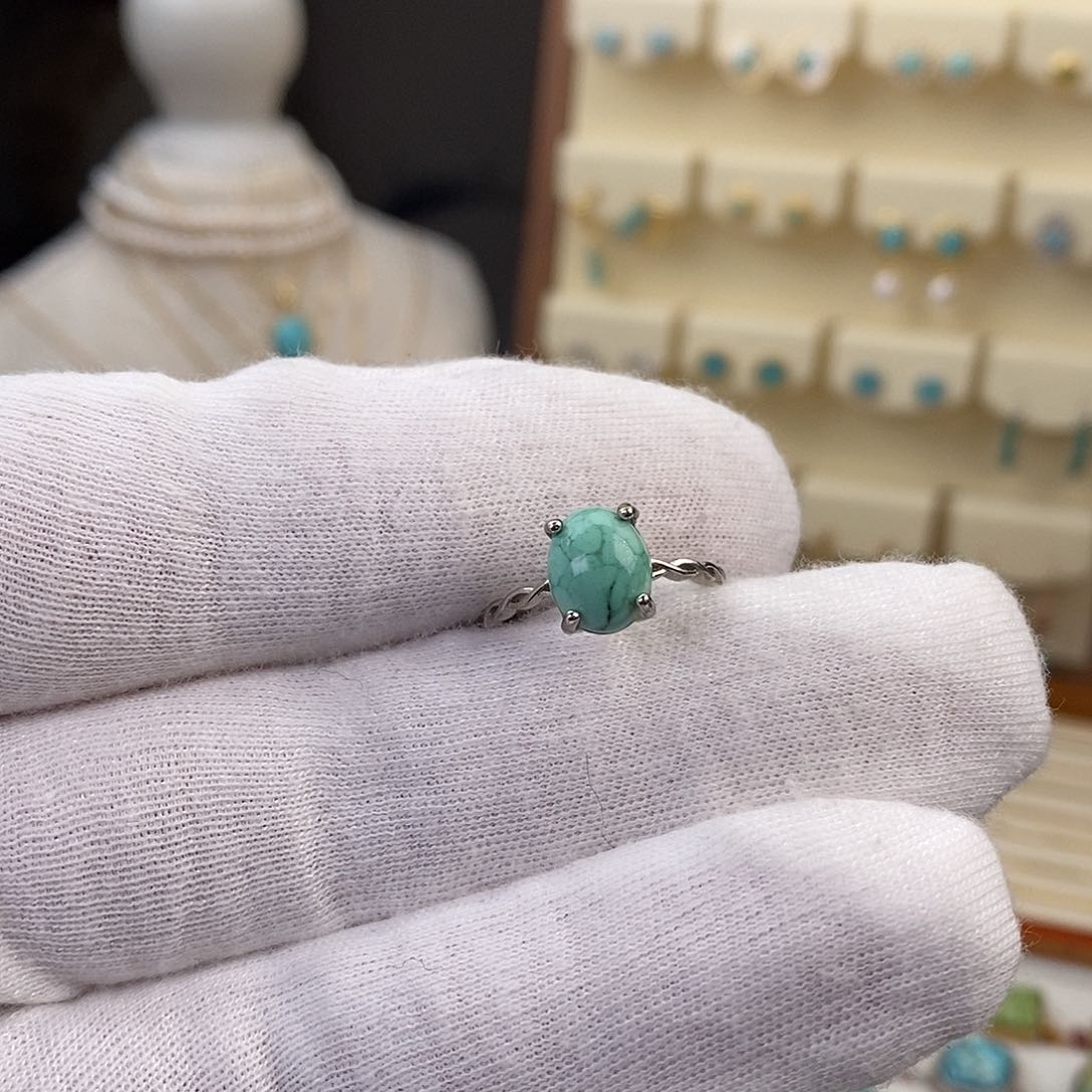绿松石戒指银S925镶嵌
