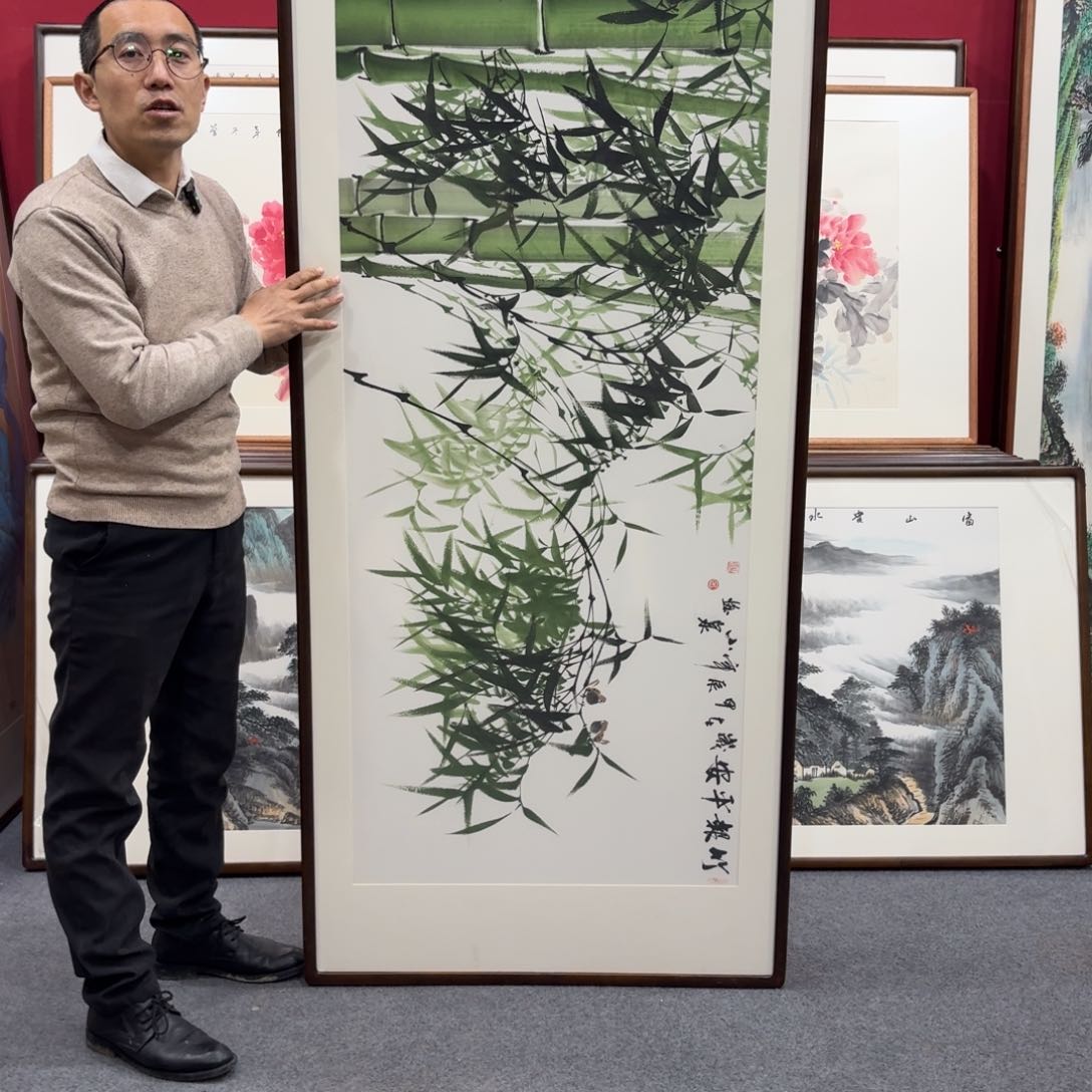 国画带框绘画210/80尺寸翠竹