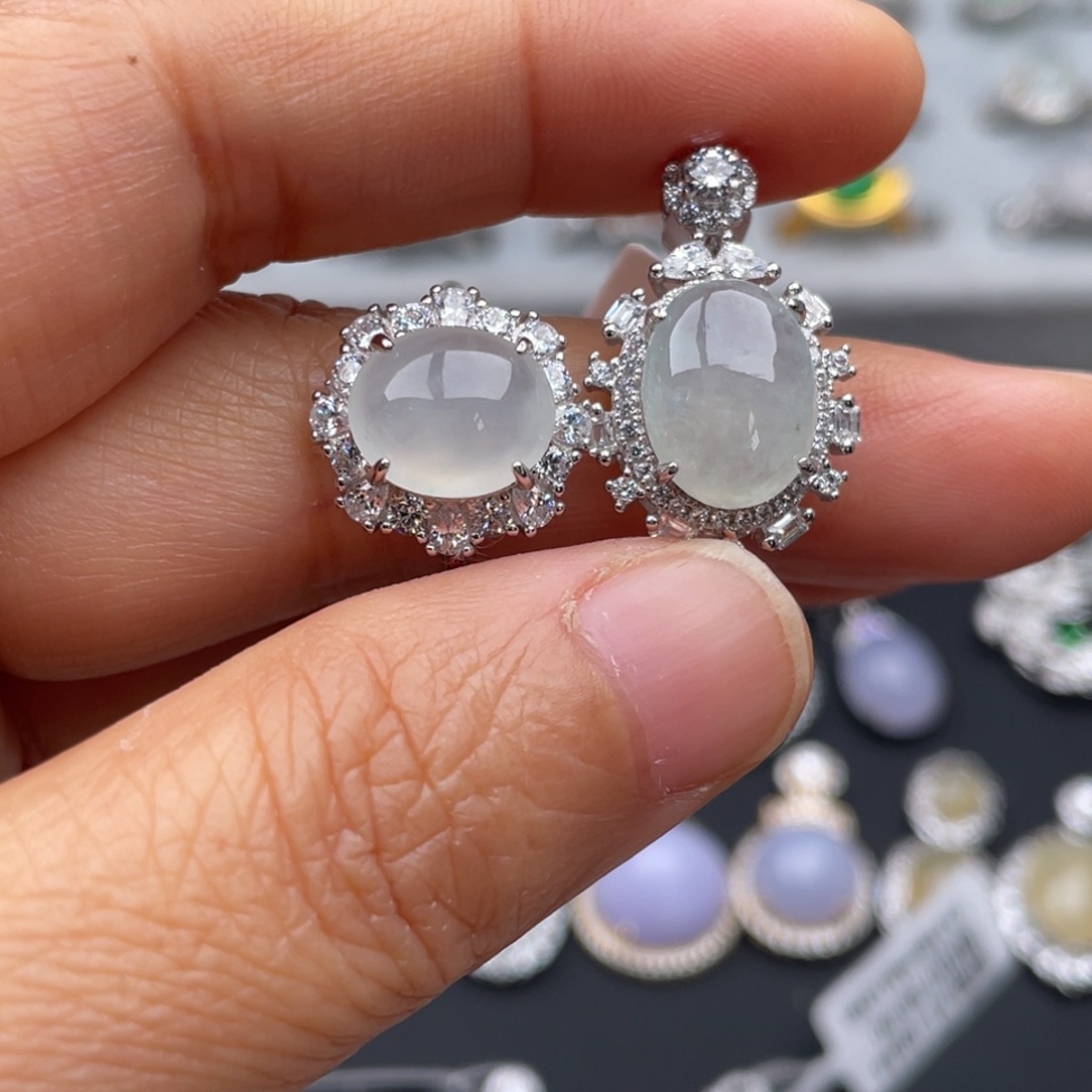 翡翠银S925镶嵌吊坠(不含链)