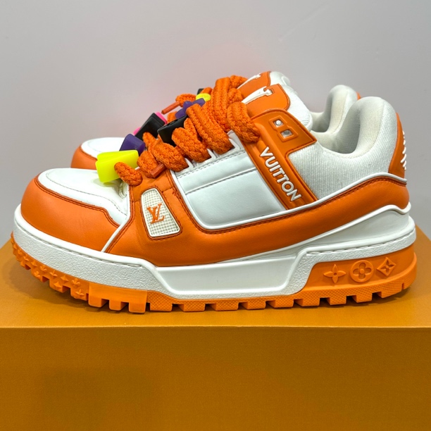 95新 LouisVuitton/路易威登 41码 trainer 白橙胖丁 低帮板鞋