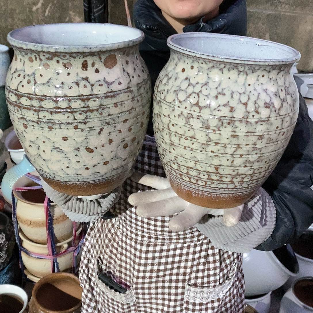 紫砂花盆瑕疵口17高21瑕疵