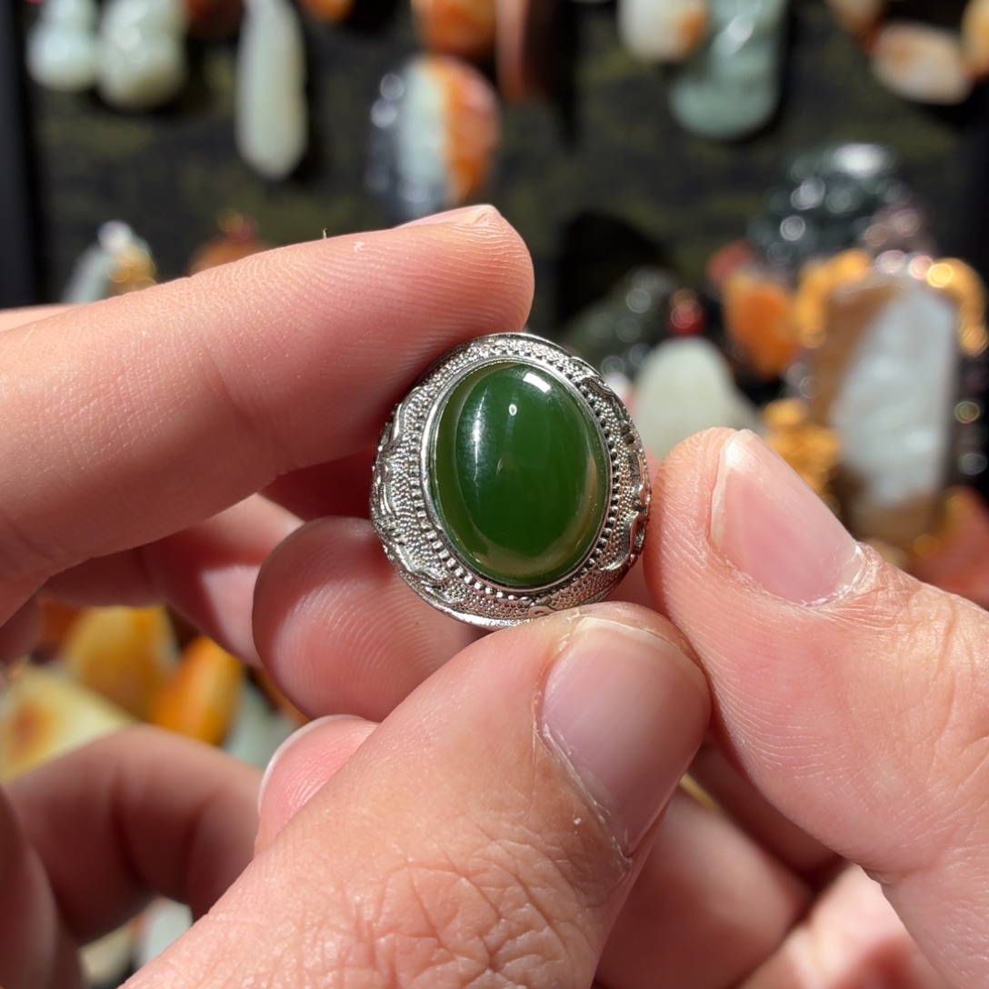 和田玉银S925镶嵌挂件7.5g