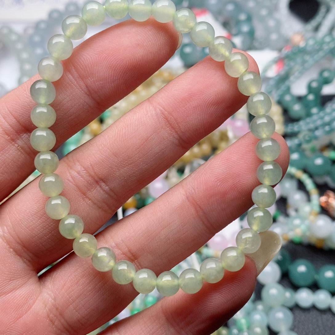 翡翠手链未镶嵌卡5黄翡手串