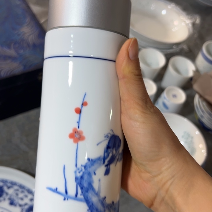 李***头陶手绘陶瓷保温杯春光正好