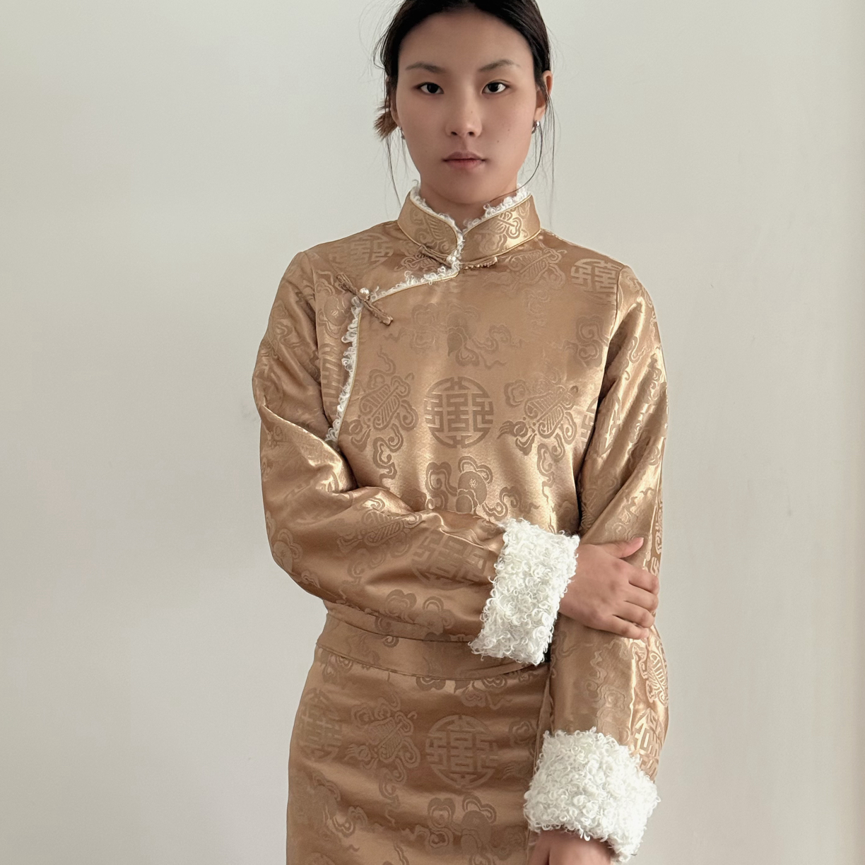 冬季加绒博拉裙女士西藏服保暖气质修身藏裙传统显瘦民族风长裙