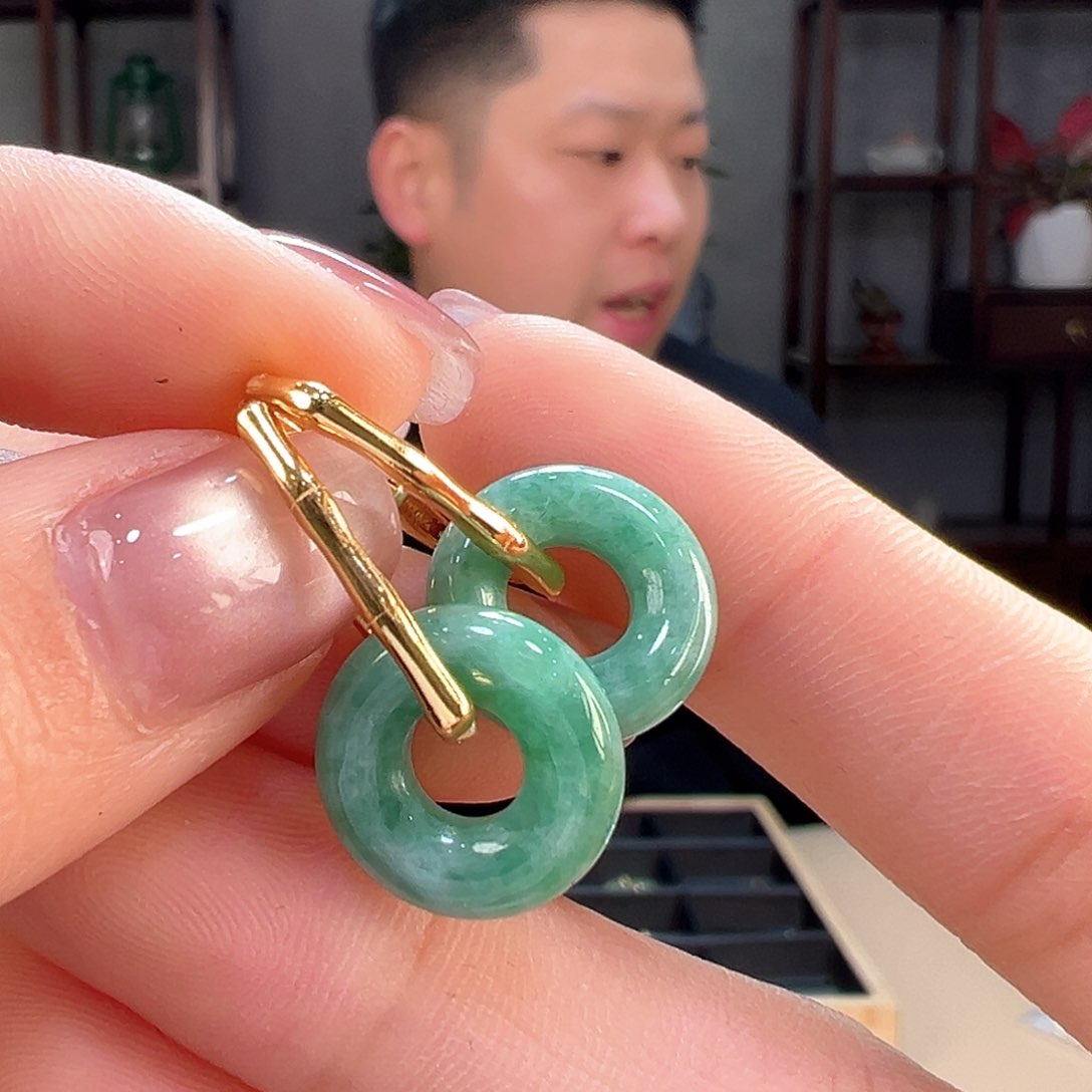 翡翠耳饰银S925镶嵌耳环50