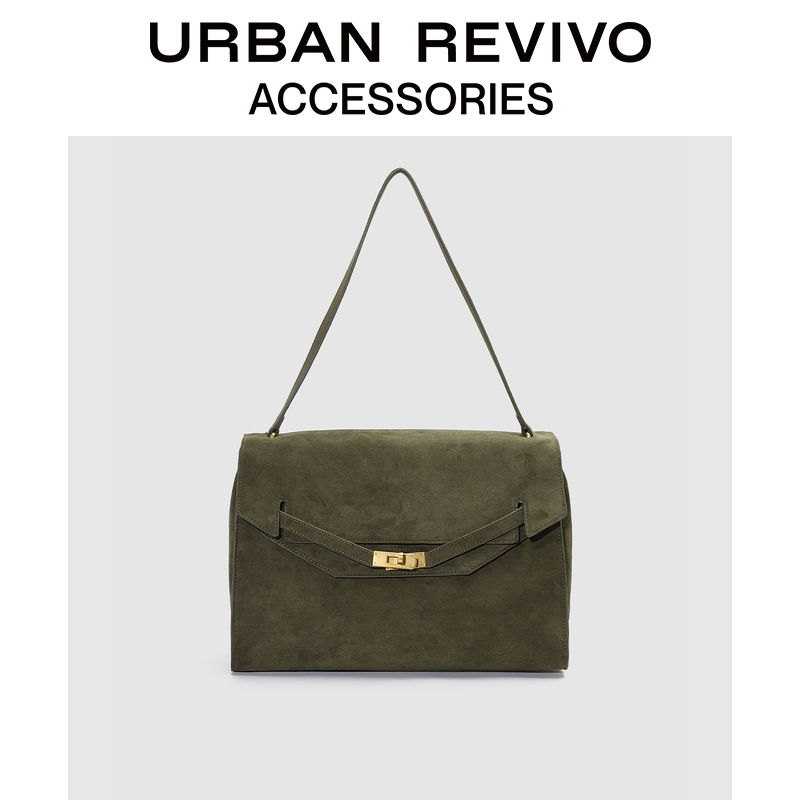 URBAN REVIVO2025冬季新款女士复古通勤翻盖单肩包UAWB50269