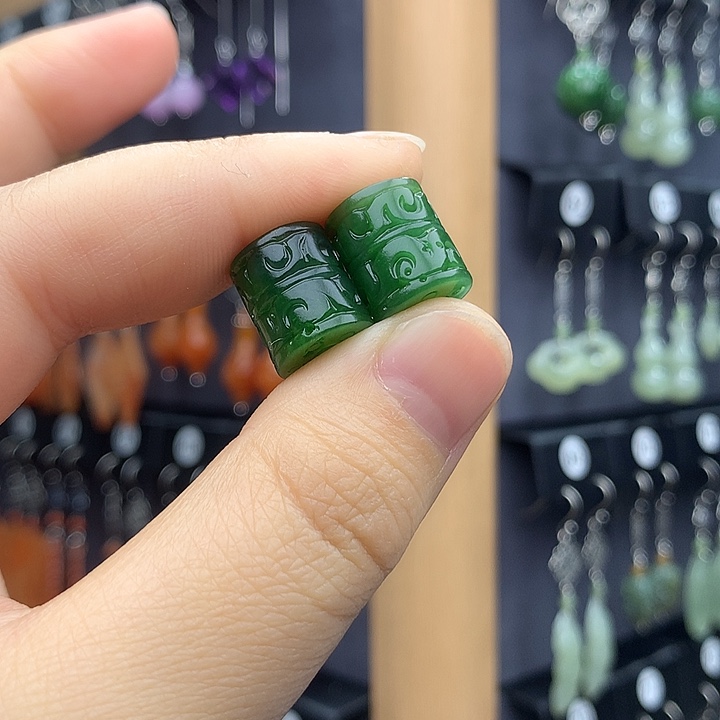 和田玉耳饰银S925镶嵌齐*源