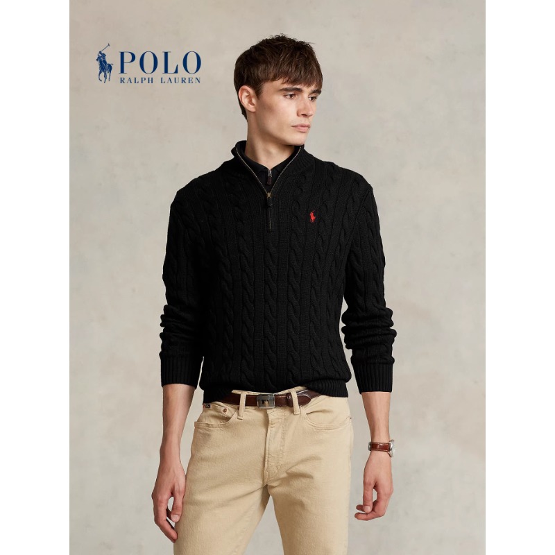Ralph Lauren拉夫劳伦男装 经典款绞花编结棉质针织毛衫710810841
