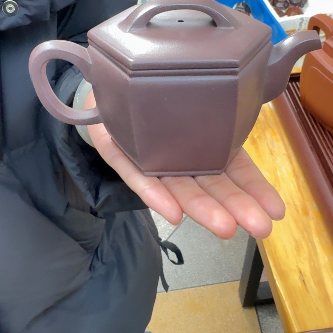 紫砂茶壶池*赞紫砂壶六方汉瓦280cc