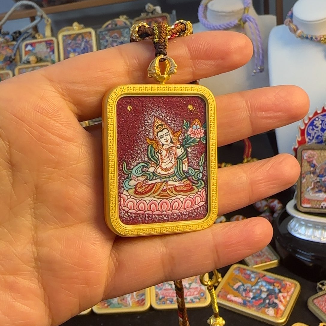 吊坠大势至热贡唐卡