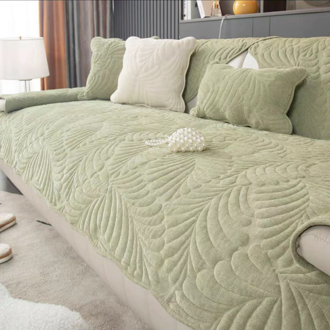 90*90cm防滑毛绒加厚沙发垫全包万能沙发套罩