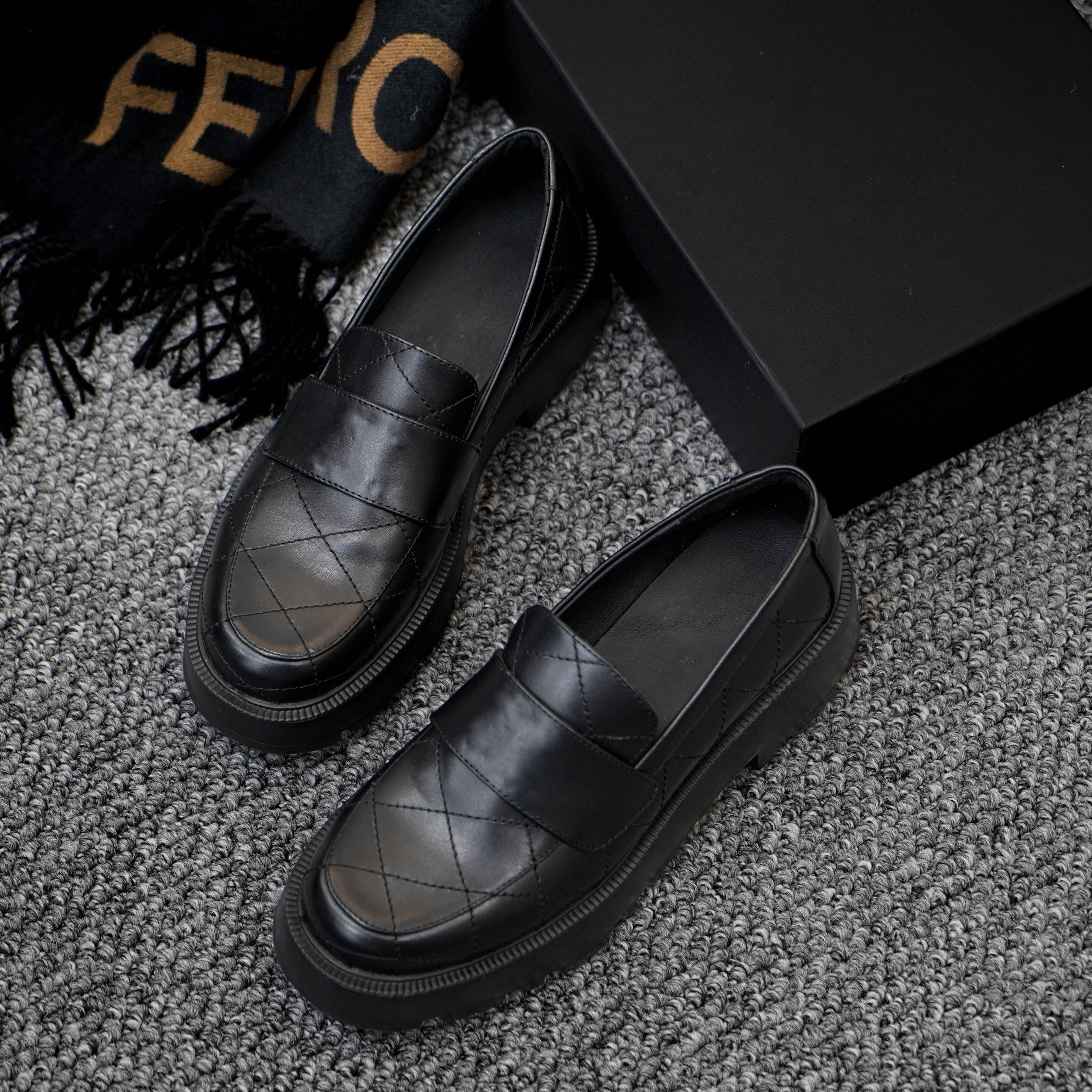 原创【菱格乐福鞋】鞋面牛皮 内里鞋垫羊皮 发泡大底 跟高4.5CM