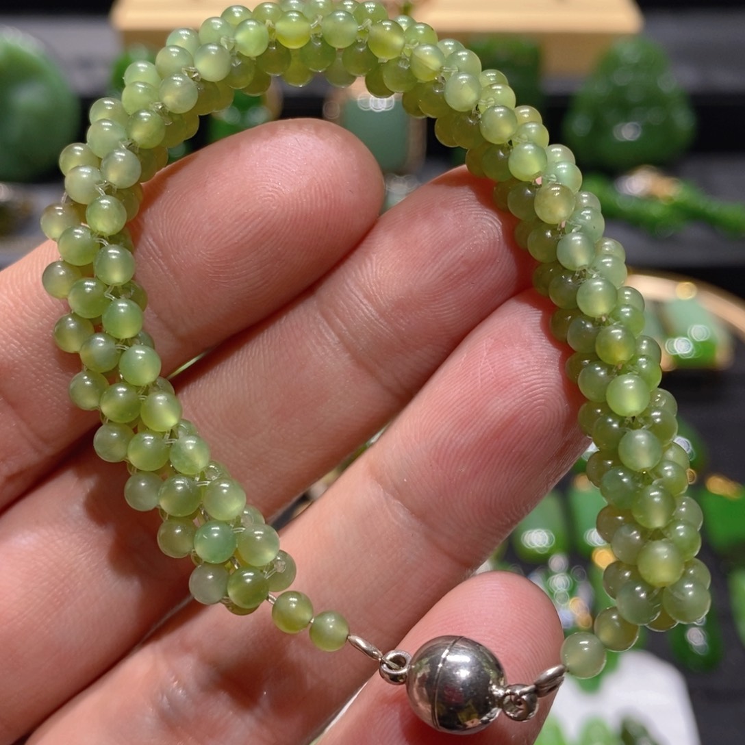 和田玉（碧玉）颈饰银S925镶嵌