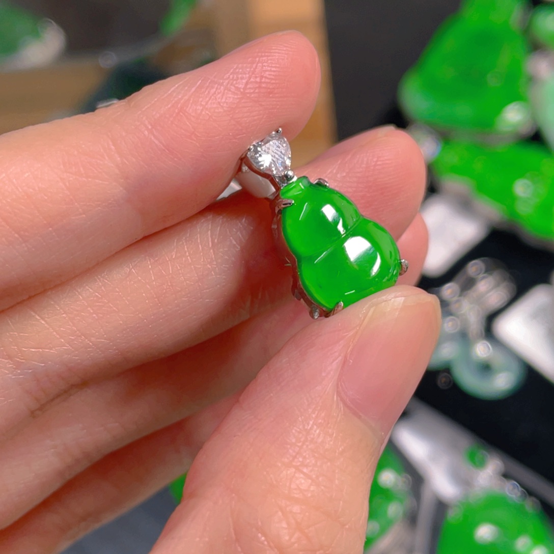 翡翠银S925镶嵌吊坠(不含链)