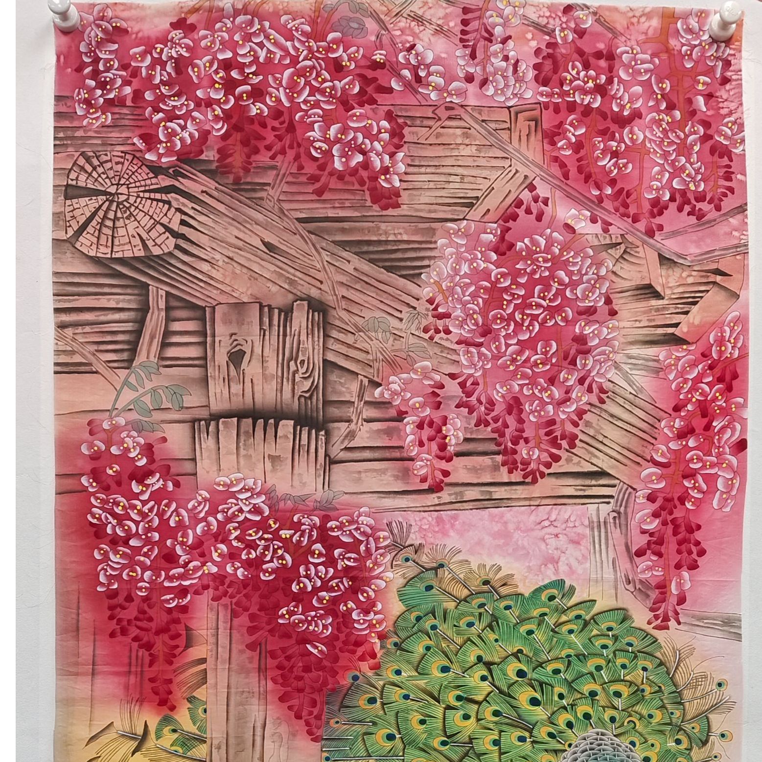 孔雀呈祥国画作品