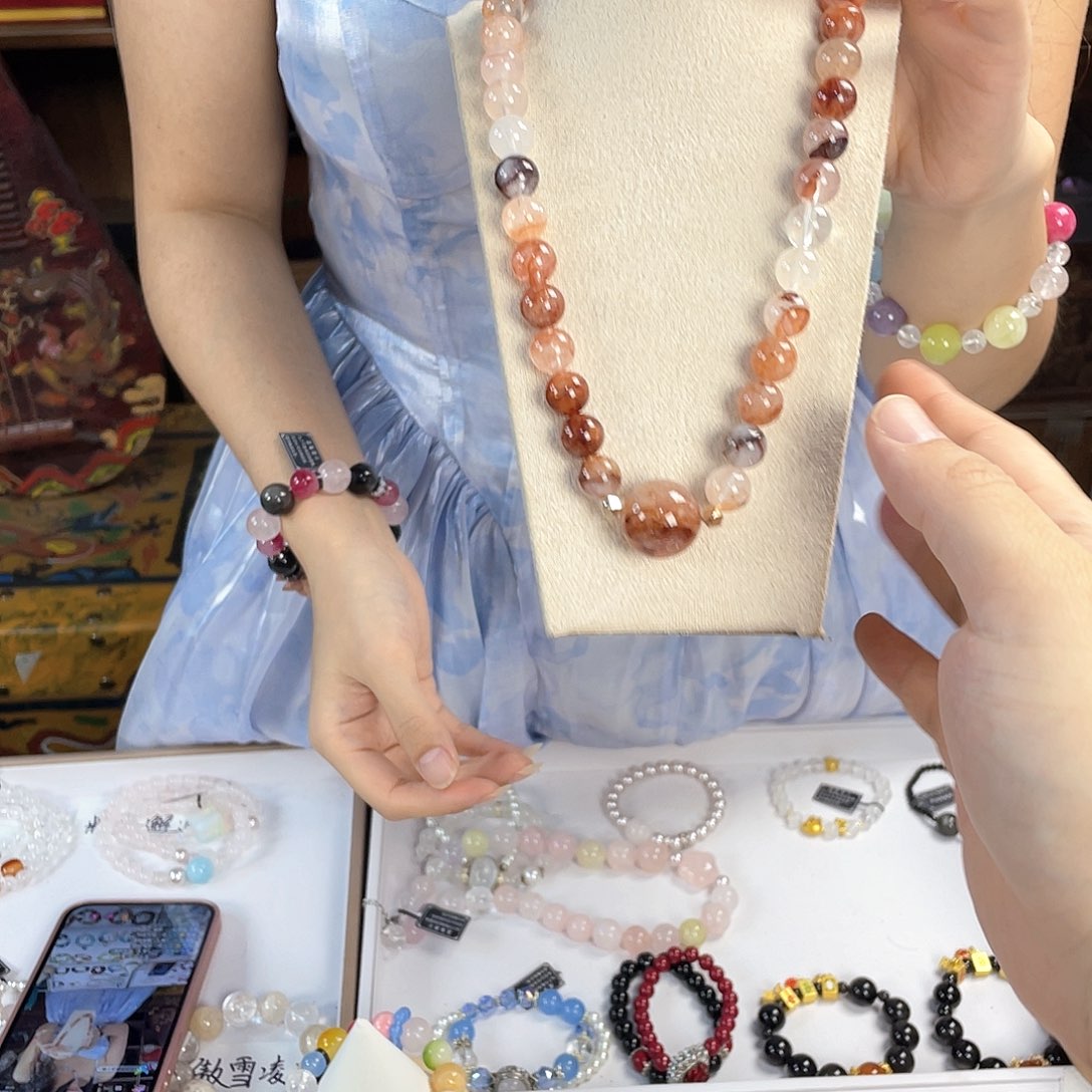 水晶手链银S925镀金镶嵌