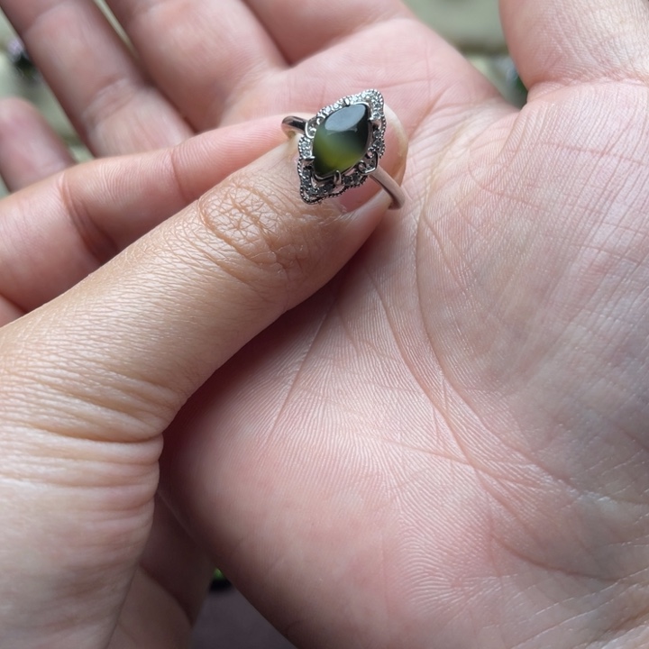 和田玉（碧玉）银S925镶嵌戒指