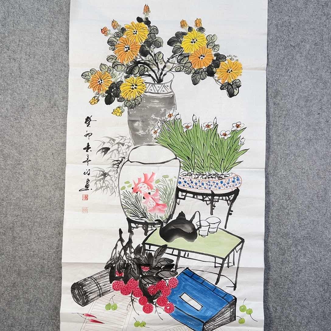 国画721 牡丹等花卉图案装饰图案为