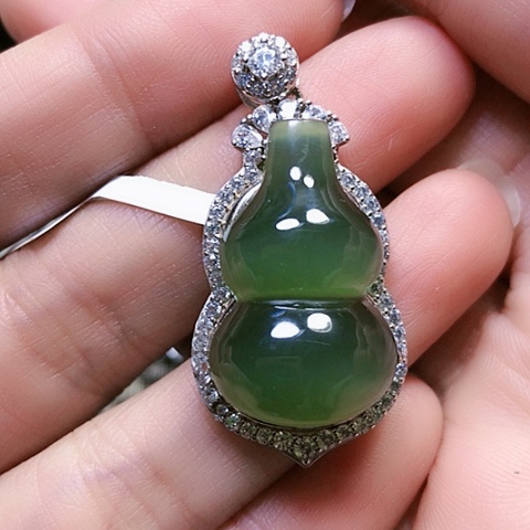 和田玉挂件银S925镶嵌