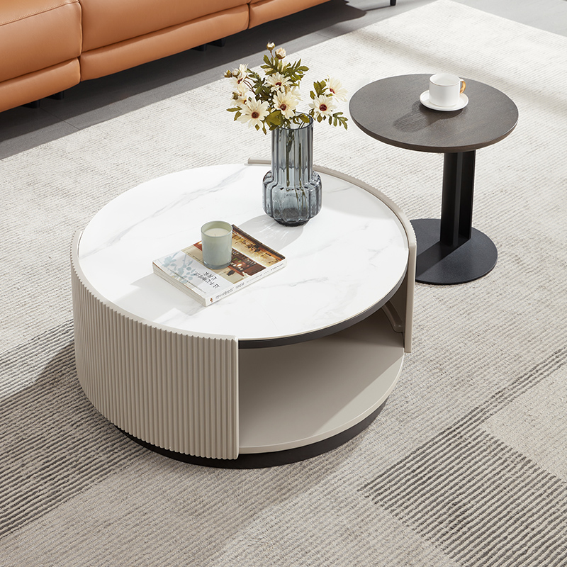 顾家家居茶几电视柜极简客厅圆形储物家用家具组合PT7055