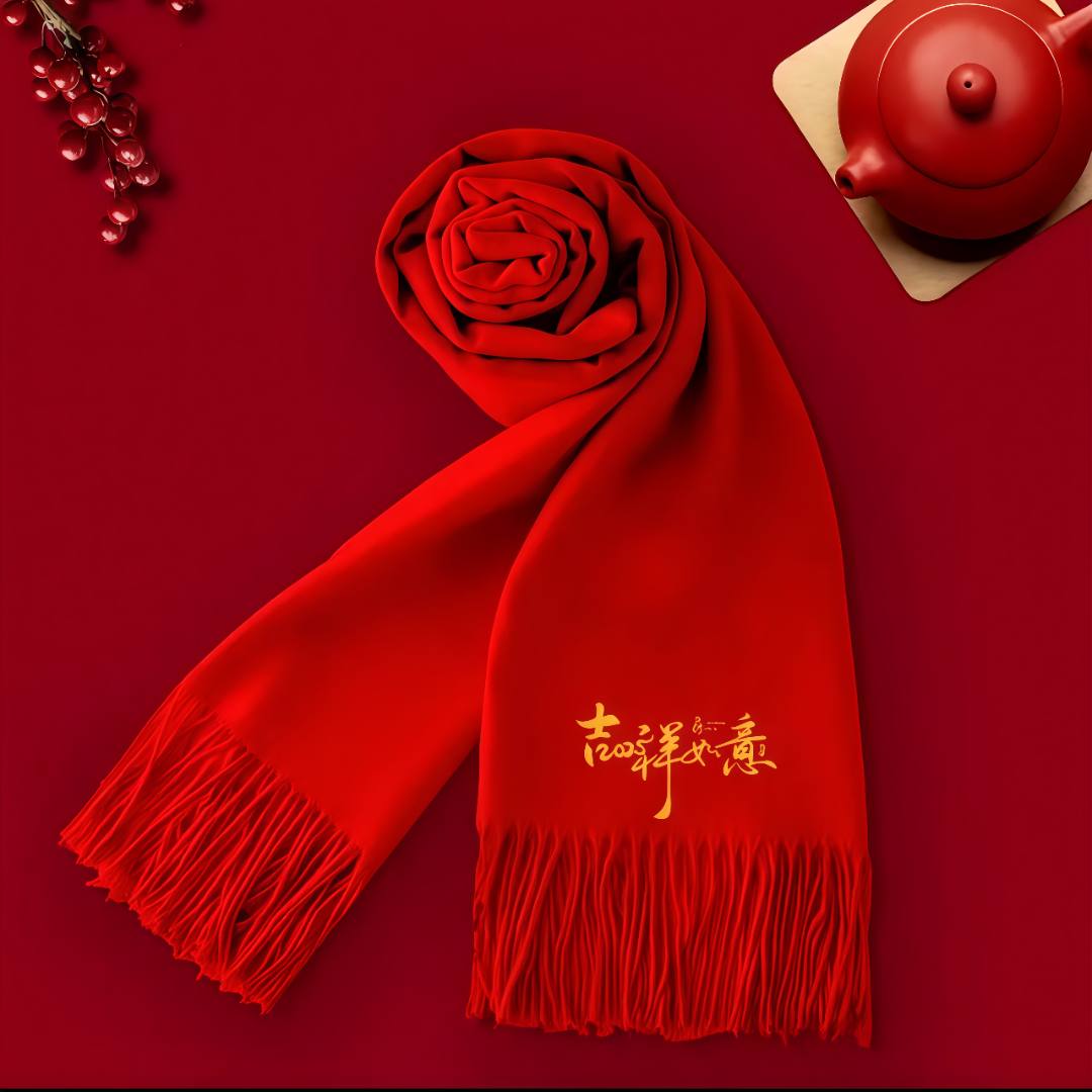 红围巾男女秋冬季本命年生肖马年中国红高档围巾年会定制logo围脖