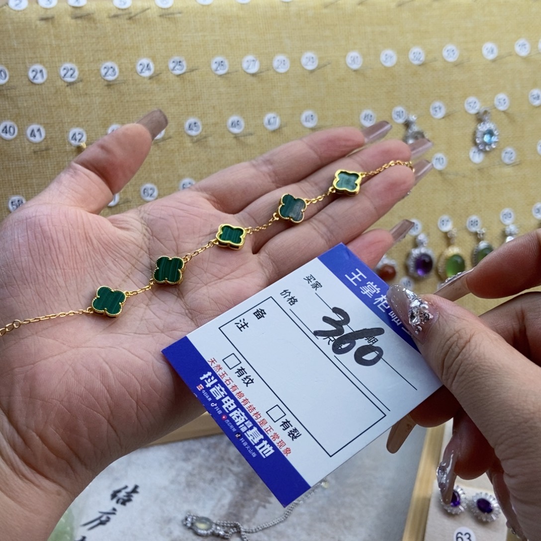 孔雀石银S925镶嵌颈饰